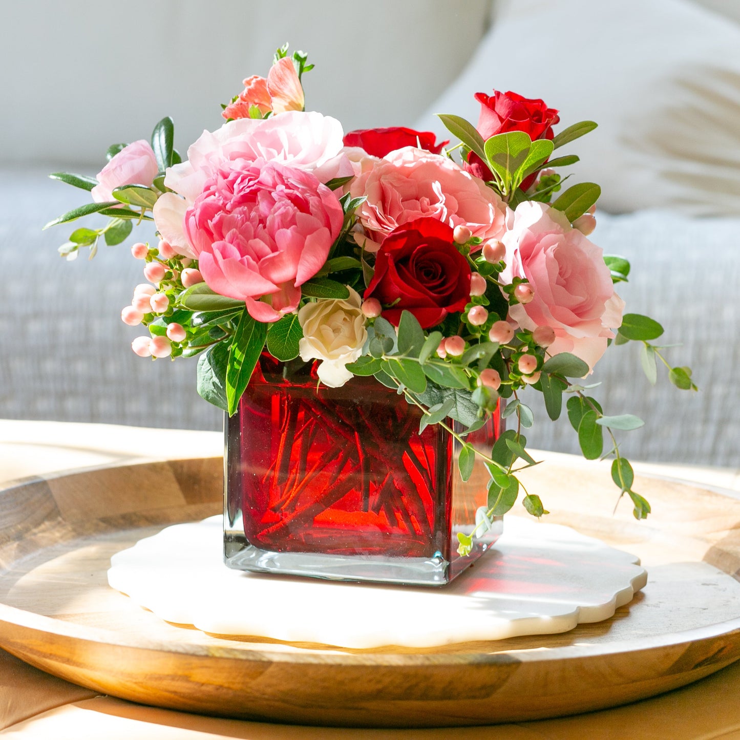 4" x 4" x 4" Square Vase – Ruby