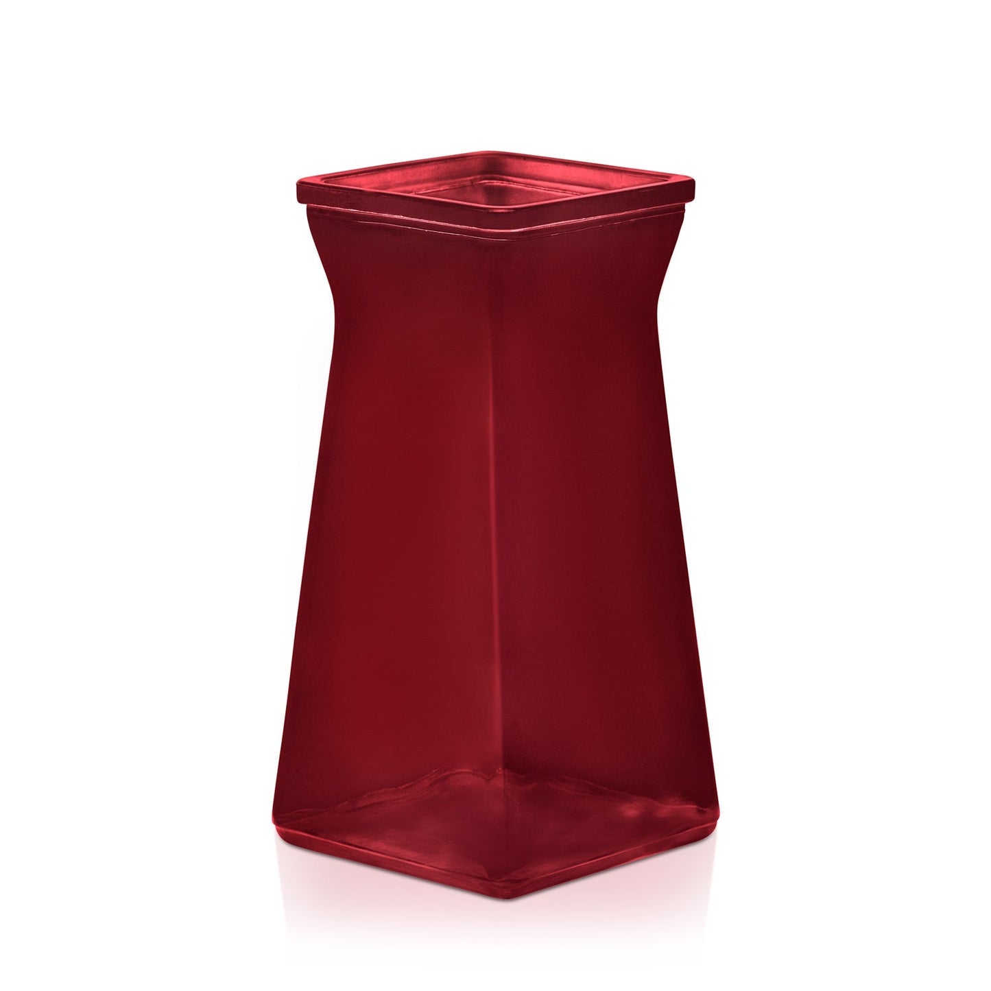 8 1/4" Gathered Square Vase - Cranberry