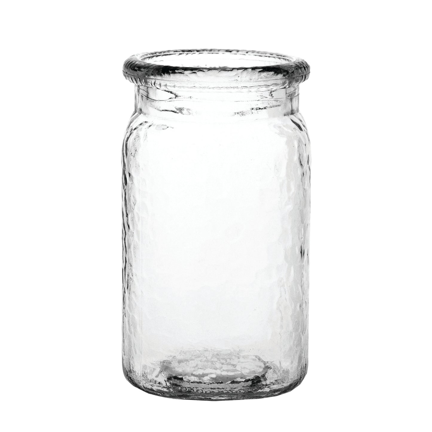 Large 6in hammered jar glass vase