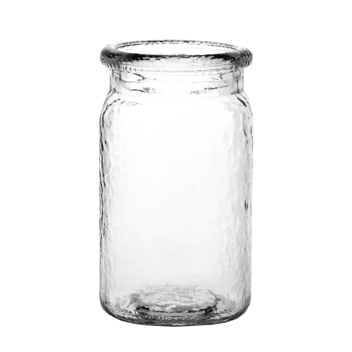 Large 6in hammered jar glass vase