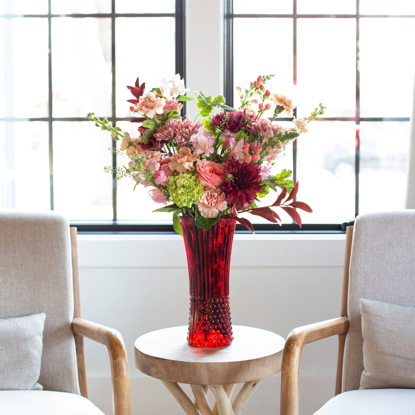 11.625" Tall Glass Vase - Ruby