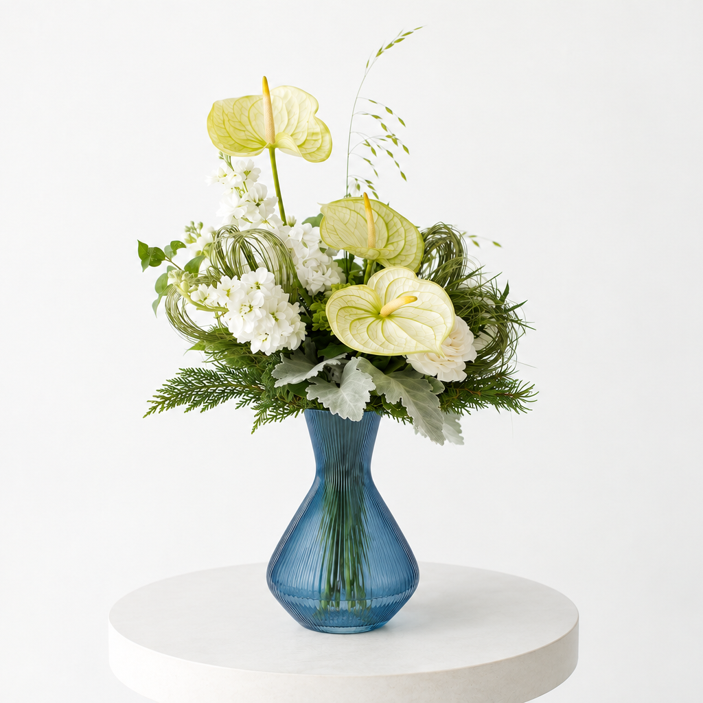 6.5" x 11" Ribbed Decanter Vase - Alpine