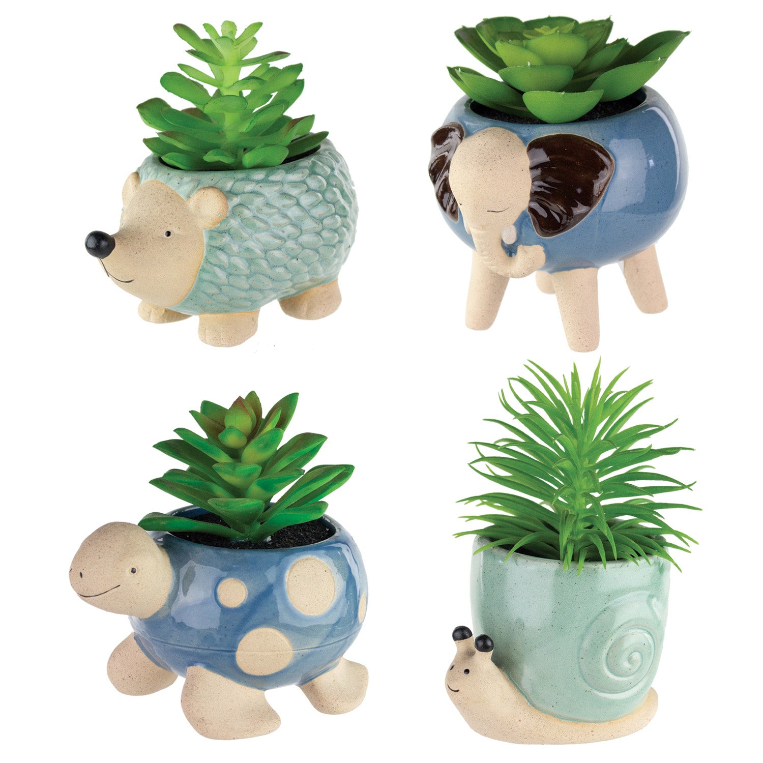 ceramic animal plant pots Ceramic Animals With Faux Asst
