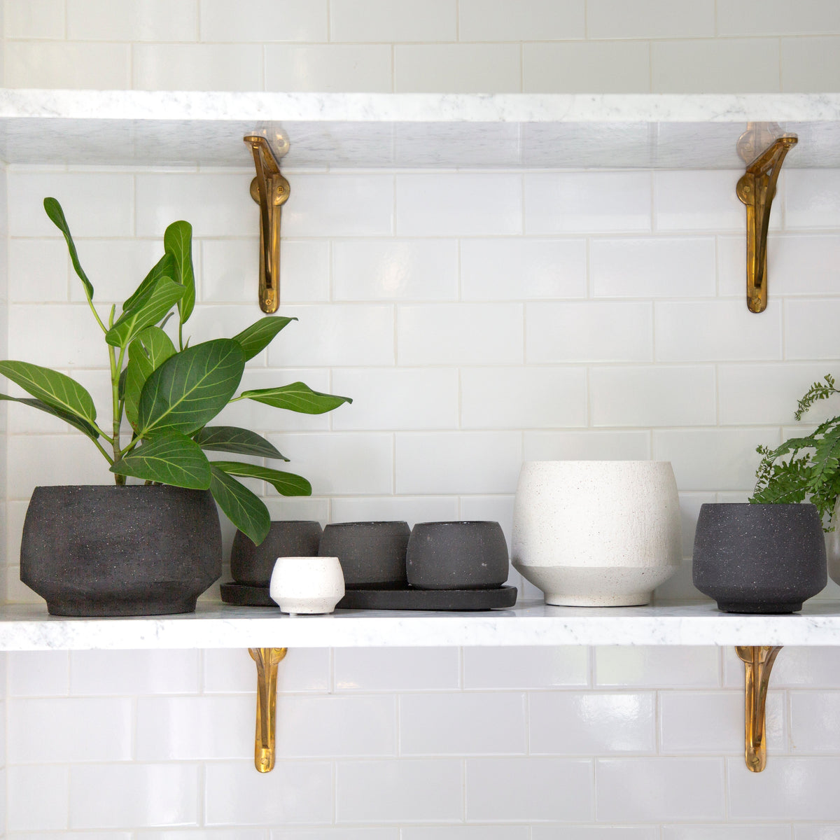 4.5" Tapered Stoneware Pot - Charcoal
