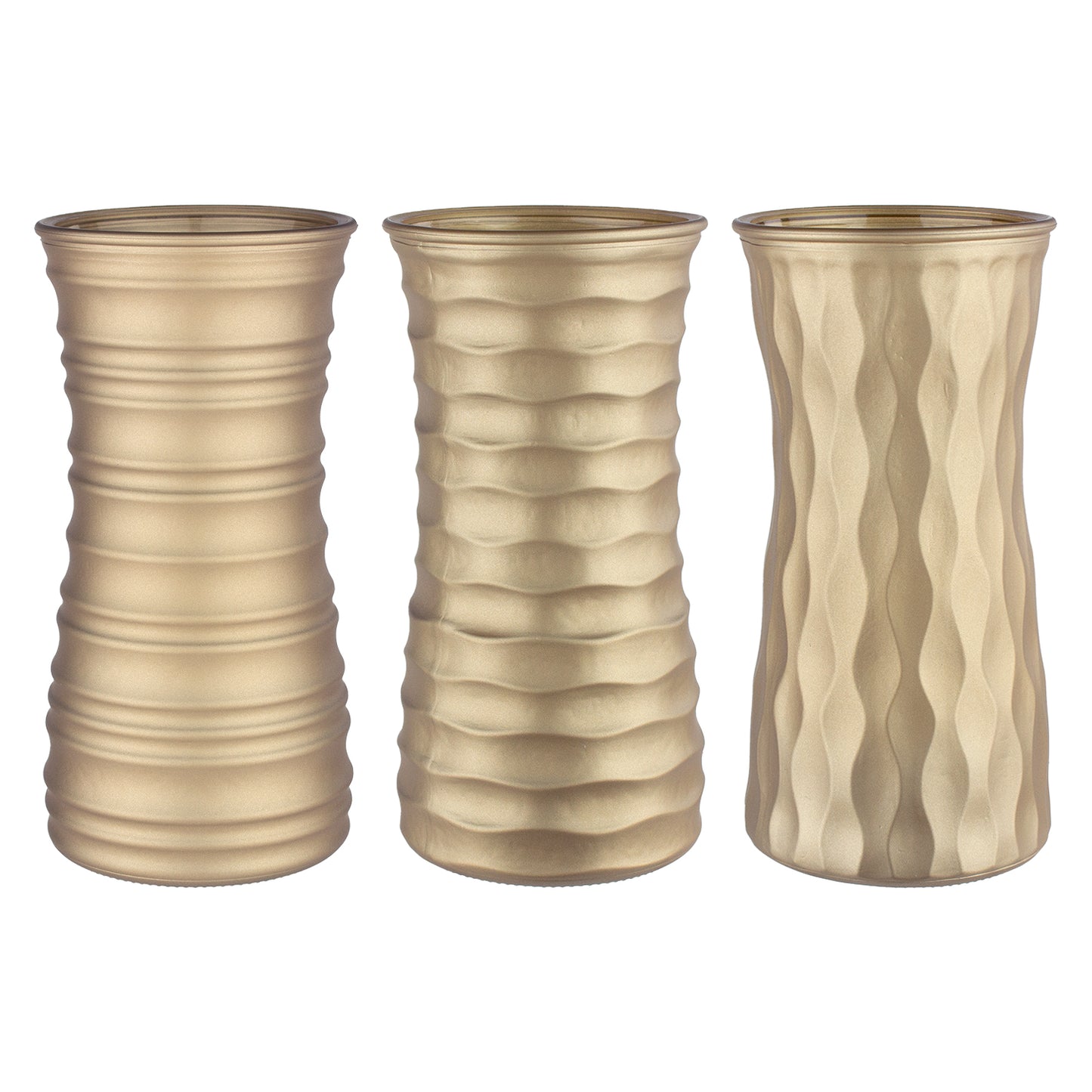 9 3/4" Rose Vase Assortment – Matte Metallic Gold