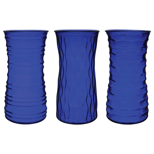 Textured Rose Vase 9.75" - Cobalt Blue - Vase Assortment