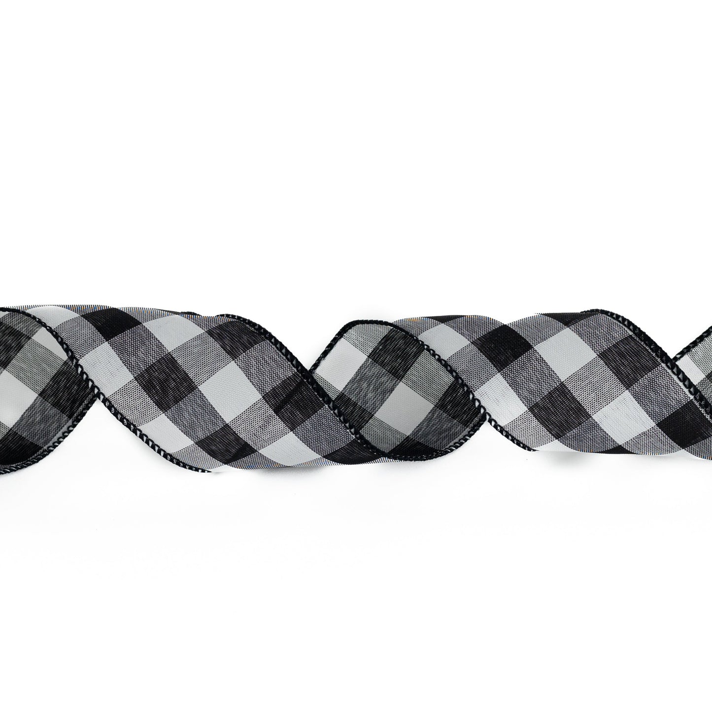 Buffalo Plaid Ribbon – #9 & #40 (50 Yards) White/Black
