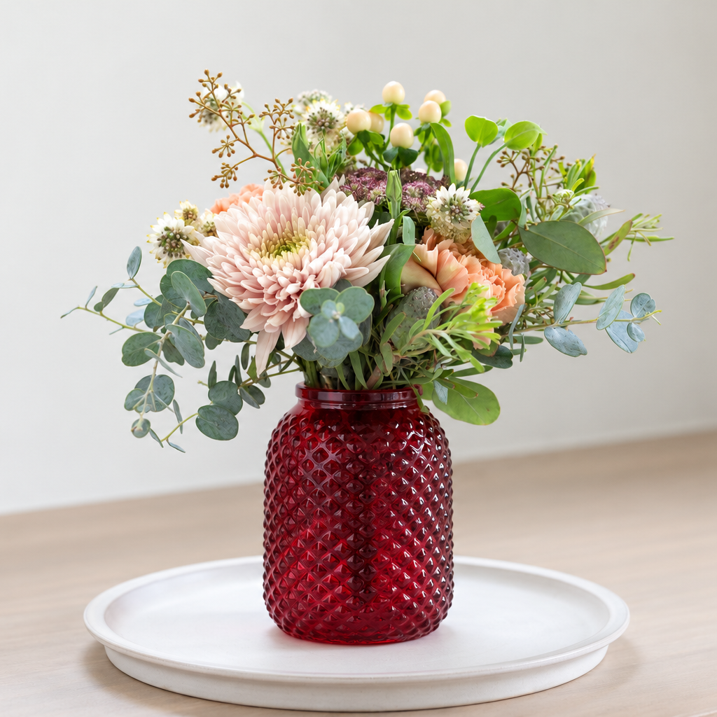 4.57" Honey Vase - Cranberry