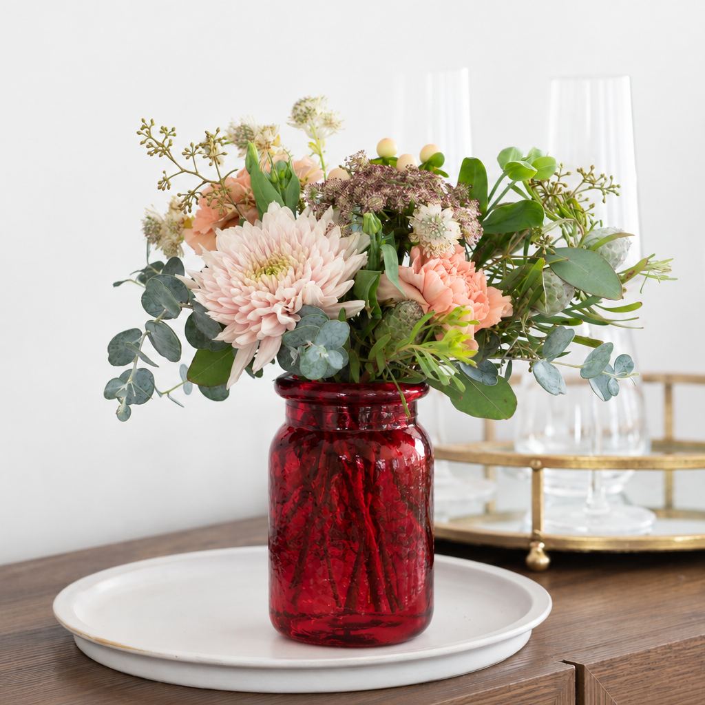 5 1/2" Hammered Jar - Cranberry