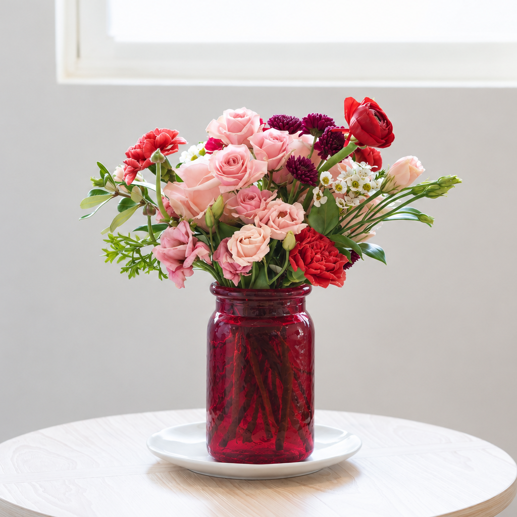 6 1/2" Hammered Jar - Cranberry