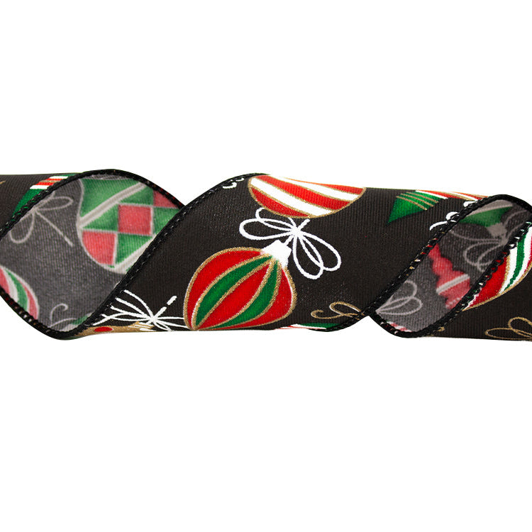 Festive Ornaments Holiday Ribbon, #40 - 50 Yard Rolls