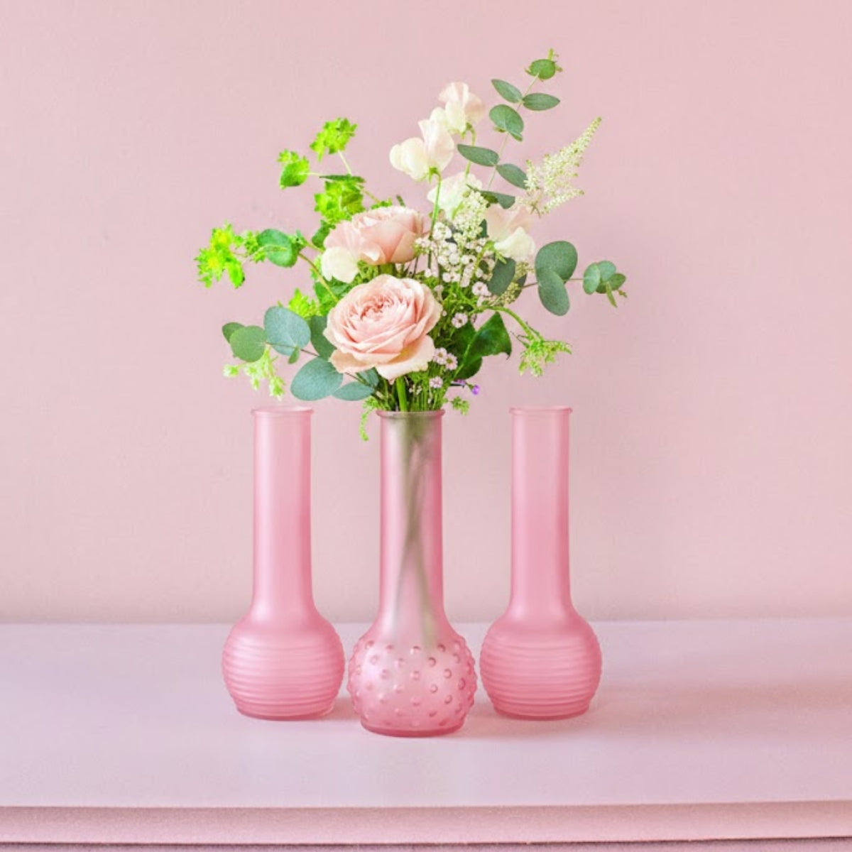 8.5" Dot-Dash Bud Vase – Matte Blush Rose