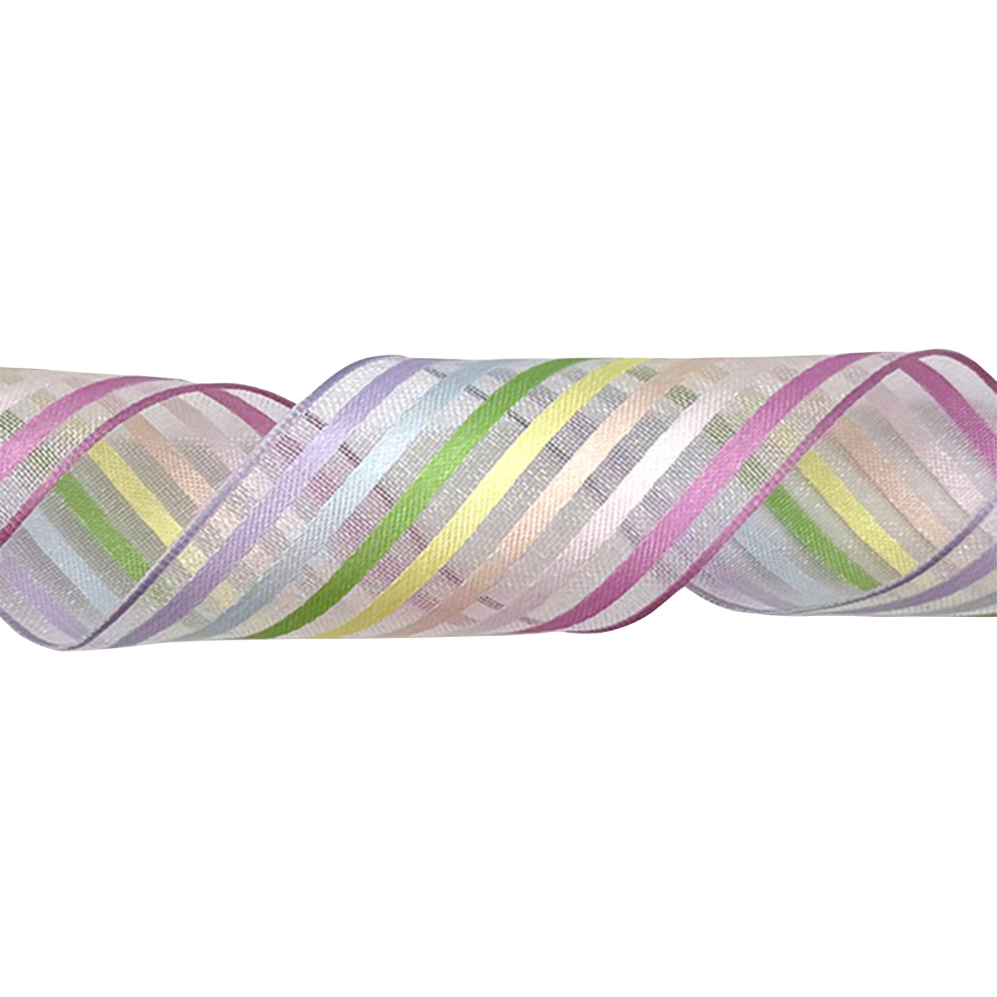 #9 Wired Satin Ribbon – 50 Yards, Sheer Stripe – Pastel