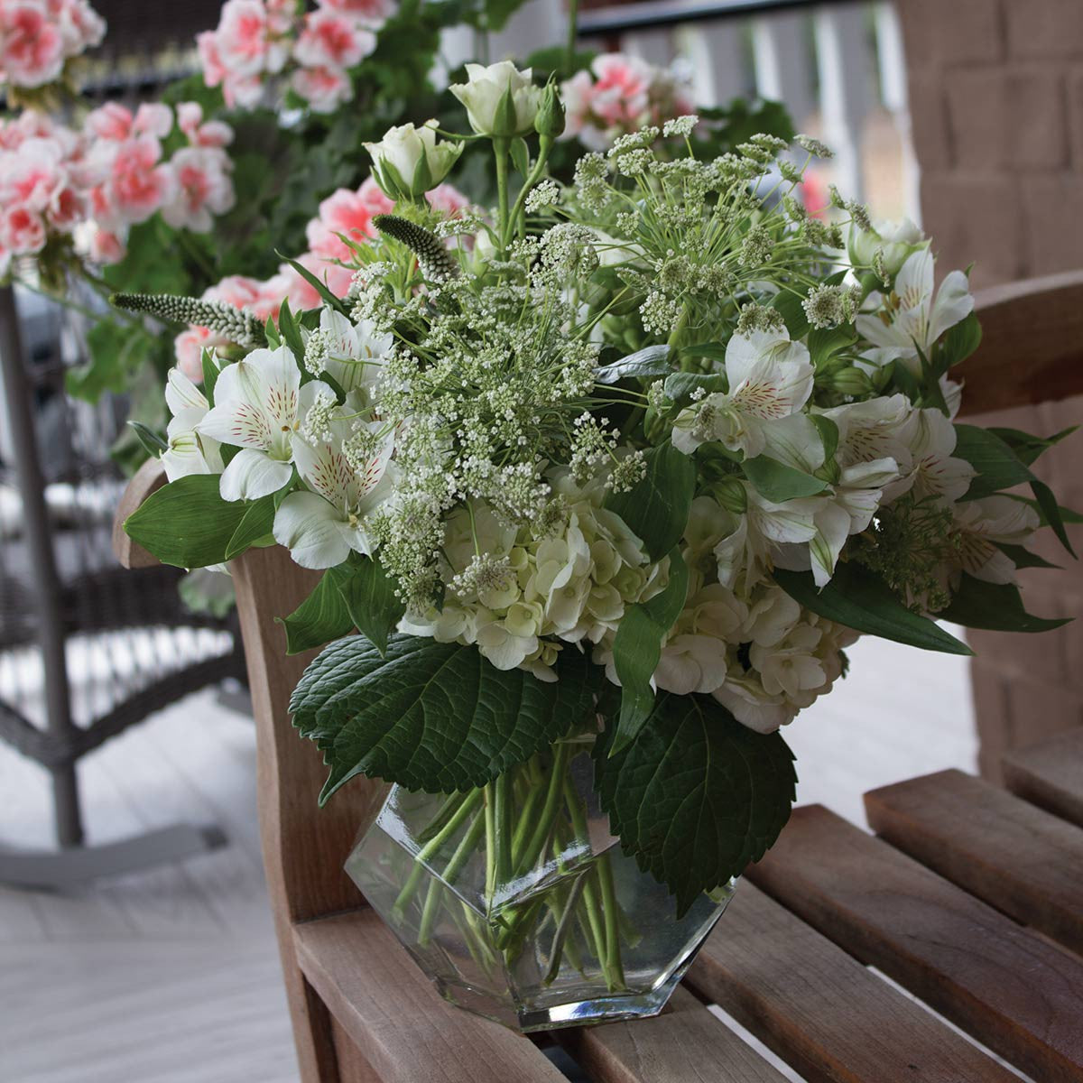 prism bowl used as vase with flowers
