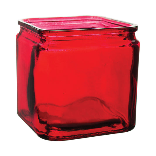 4" x 4" x 4" Square Vase – Ruby