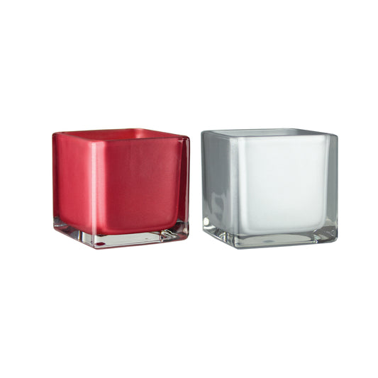 Holiday Peppermint Square Vase – 4" and 5"