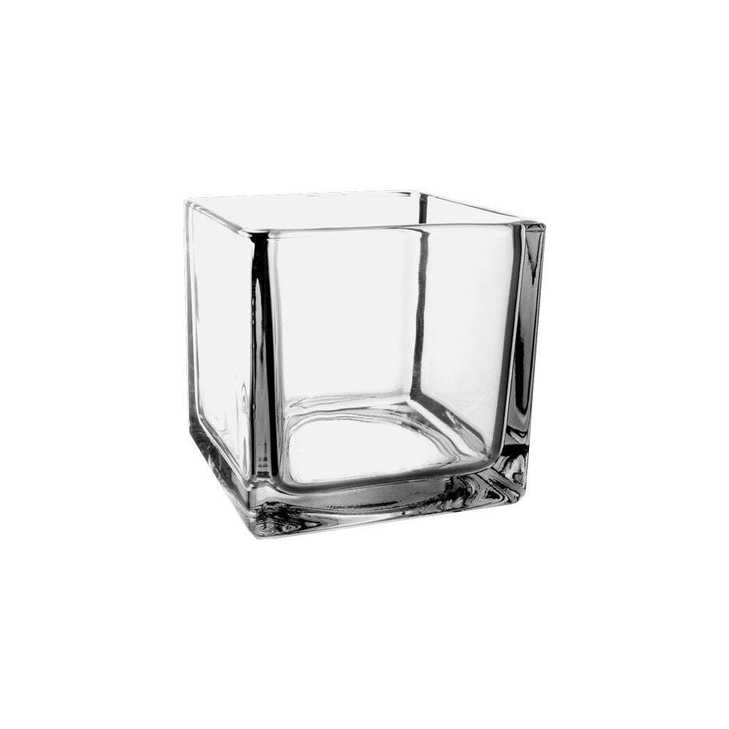 6X6X6 square vase with smooth edges and sturdy base.