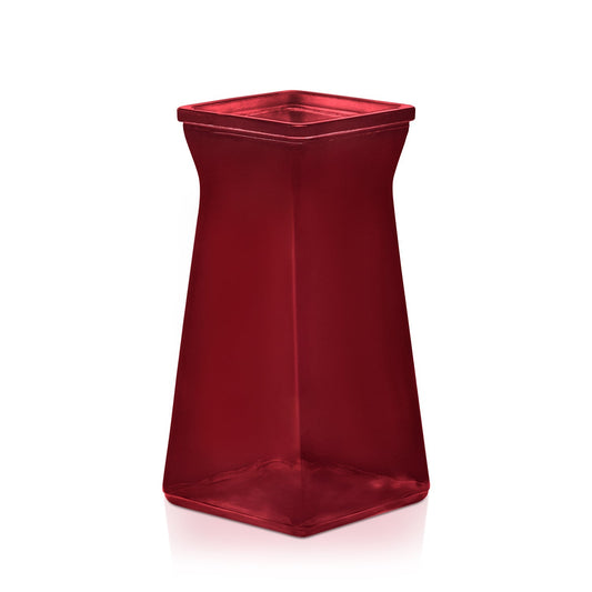 8 1/4" Gathered Square Vase - Cranberry