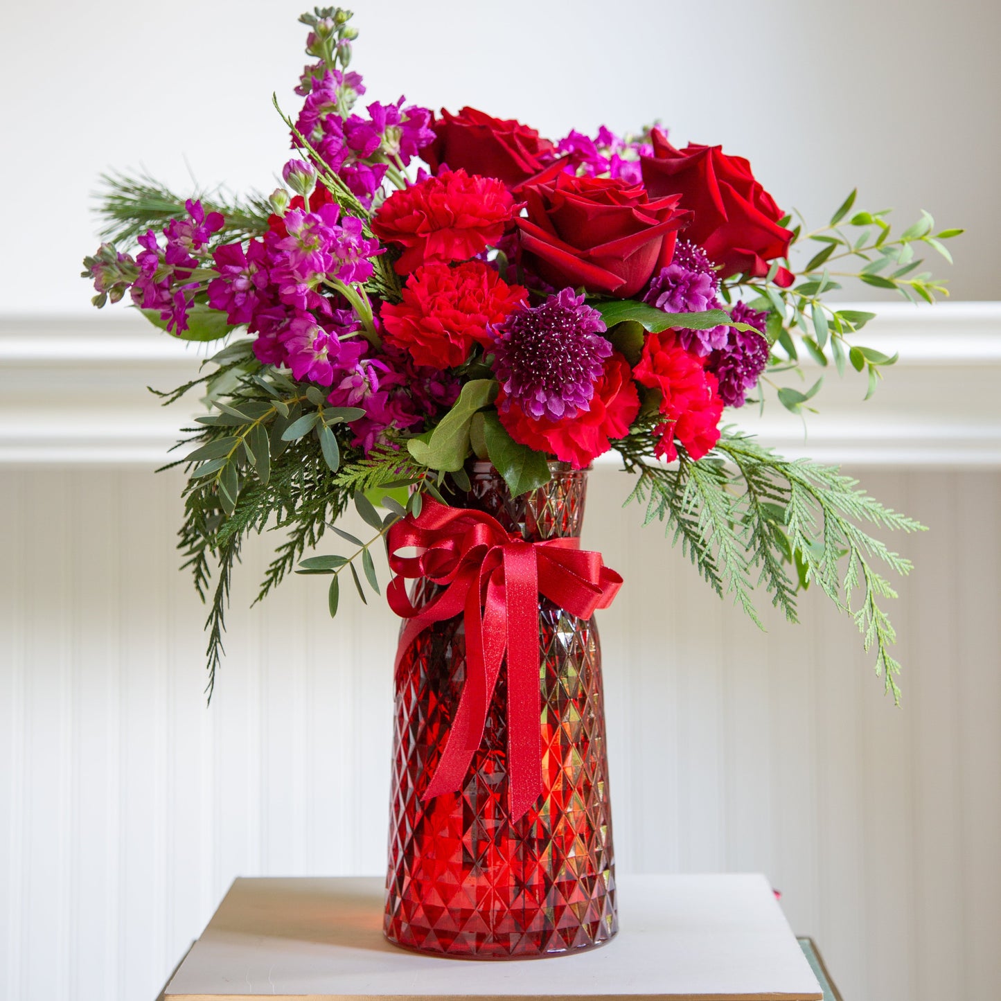 9.75" Diamond Cinch Vase – Ruby