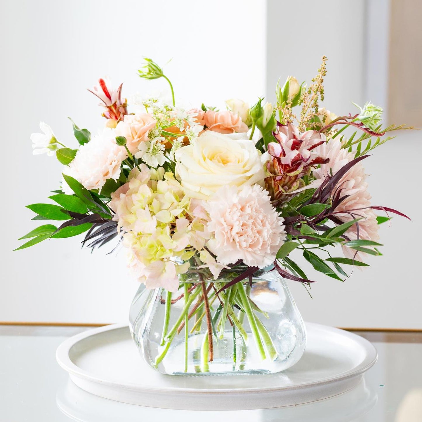 Rosie Posie Square Glass Vase