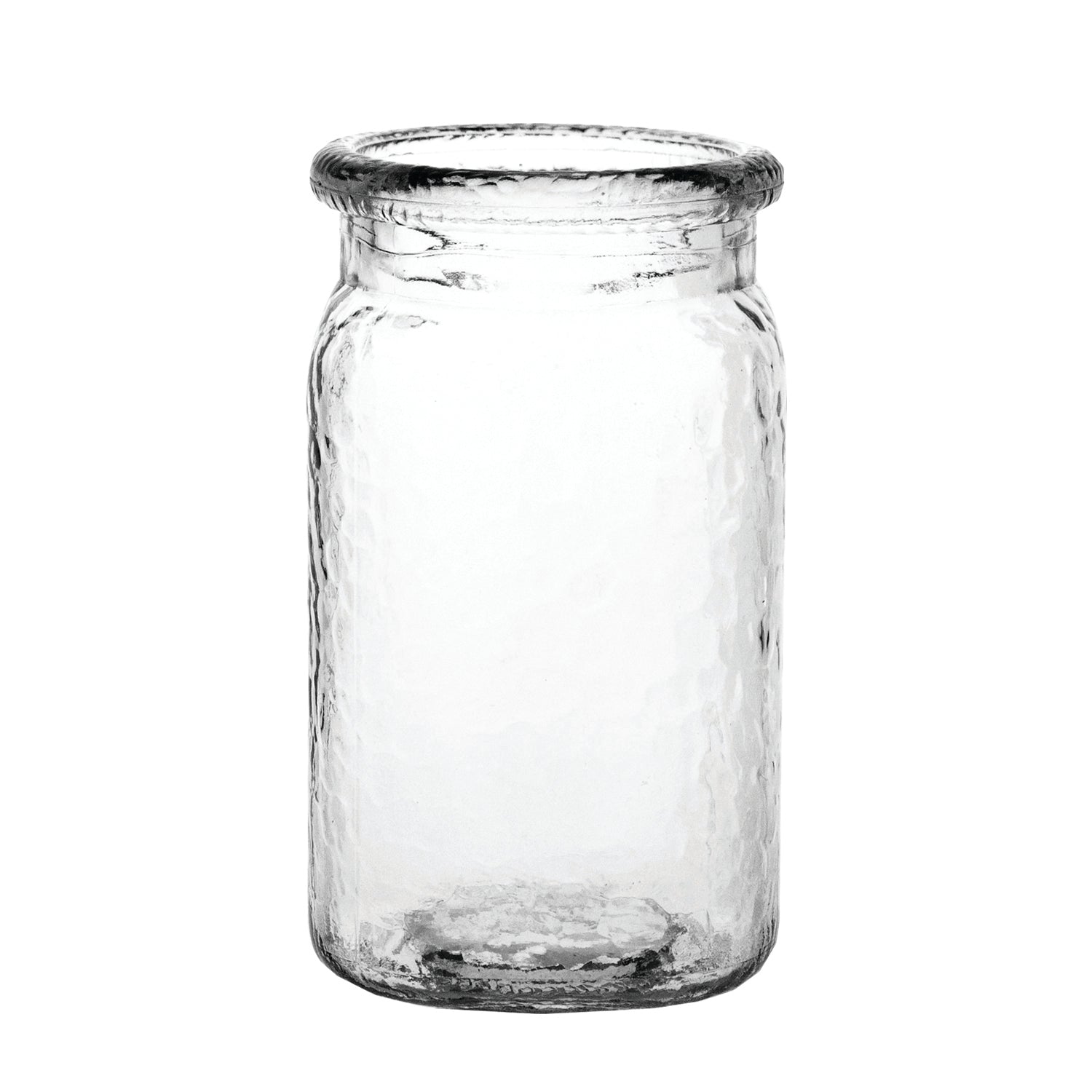 Large 6in hammered jar glass vase 