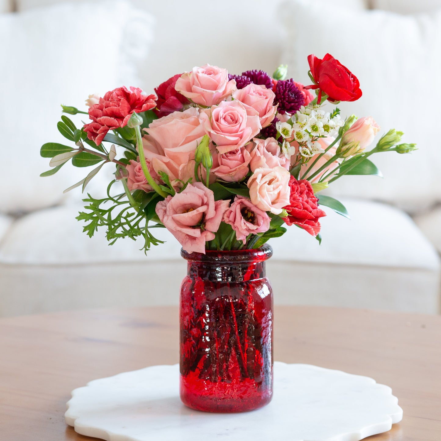 Hammered Glass Jar – Ruby