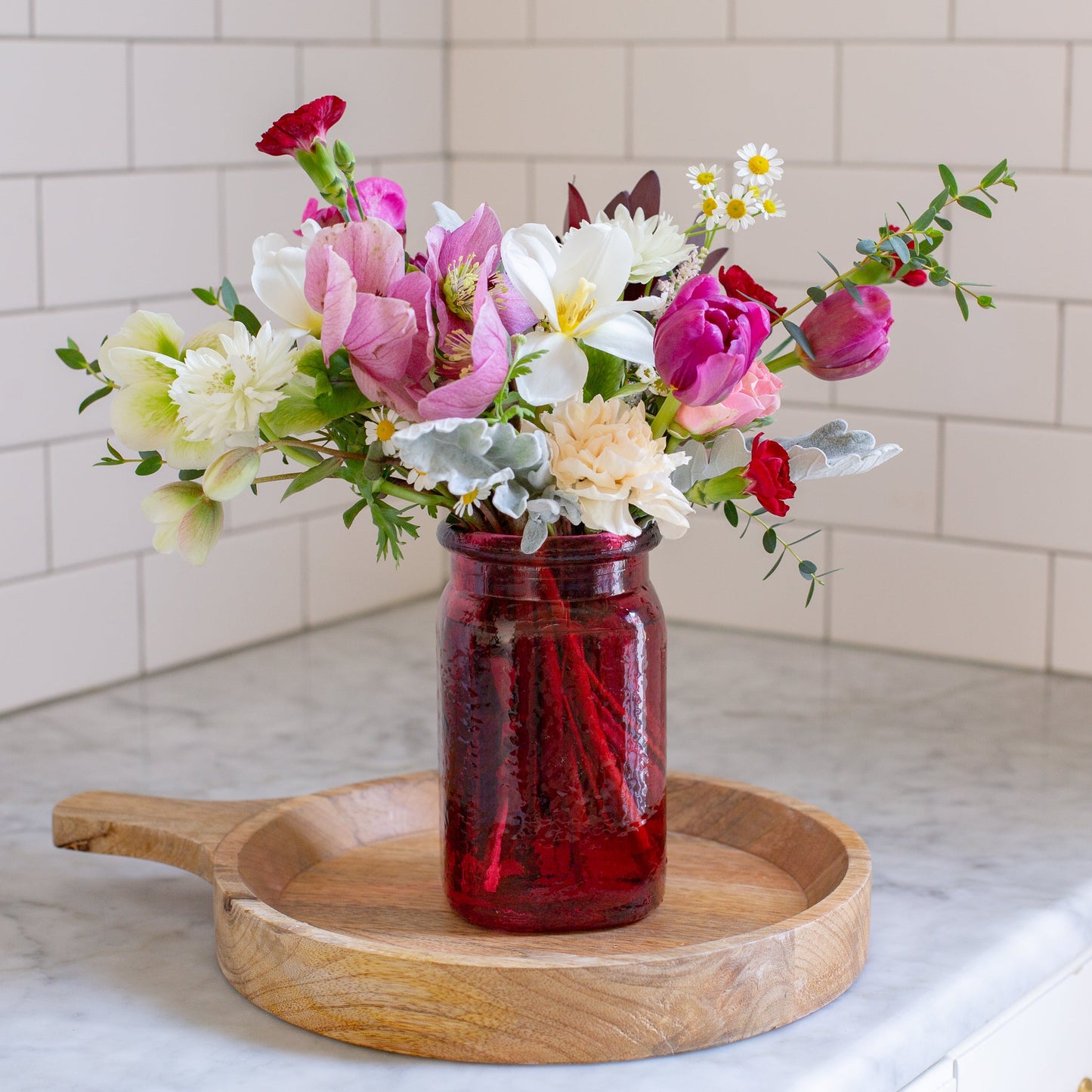Hammered Glass Jar – Ruby