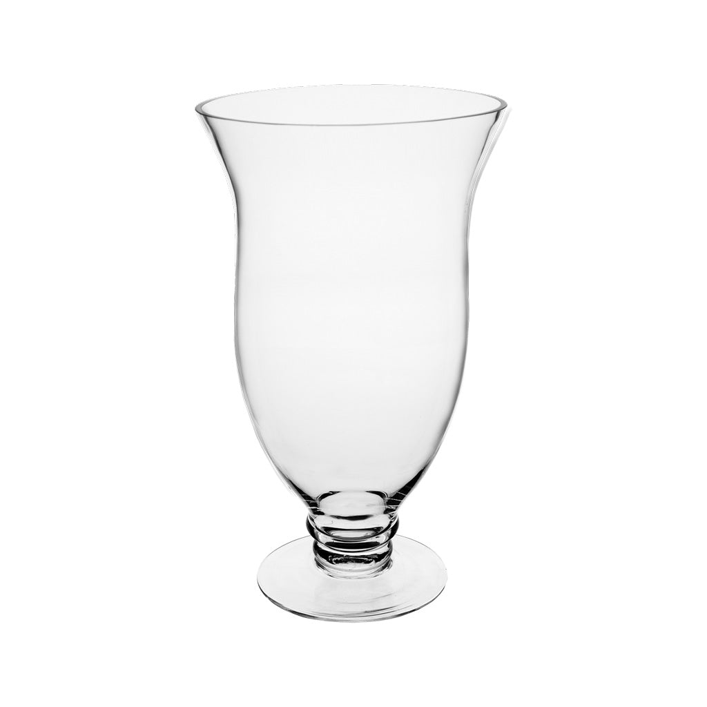 A large empty glass Mia Vase with a large opening and slim base.