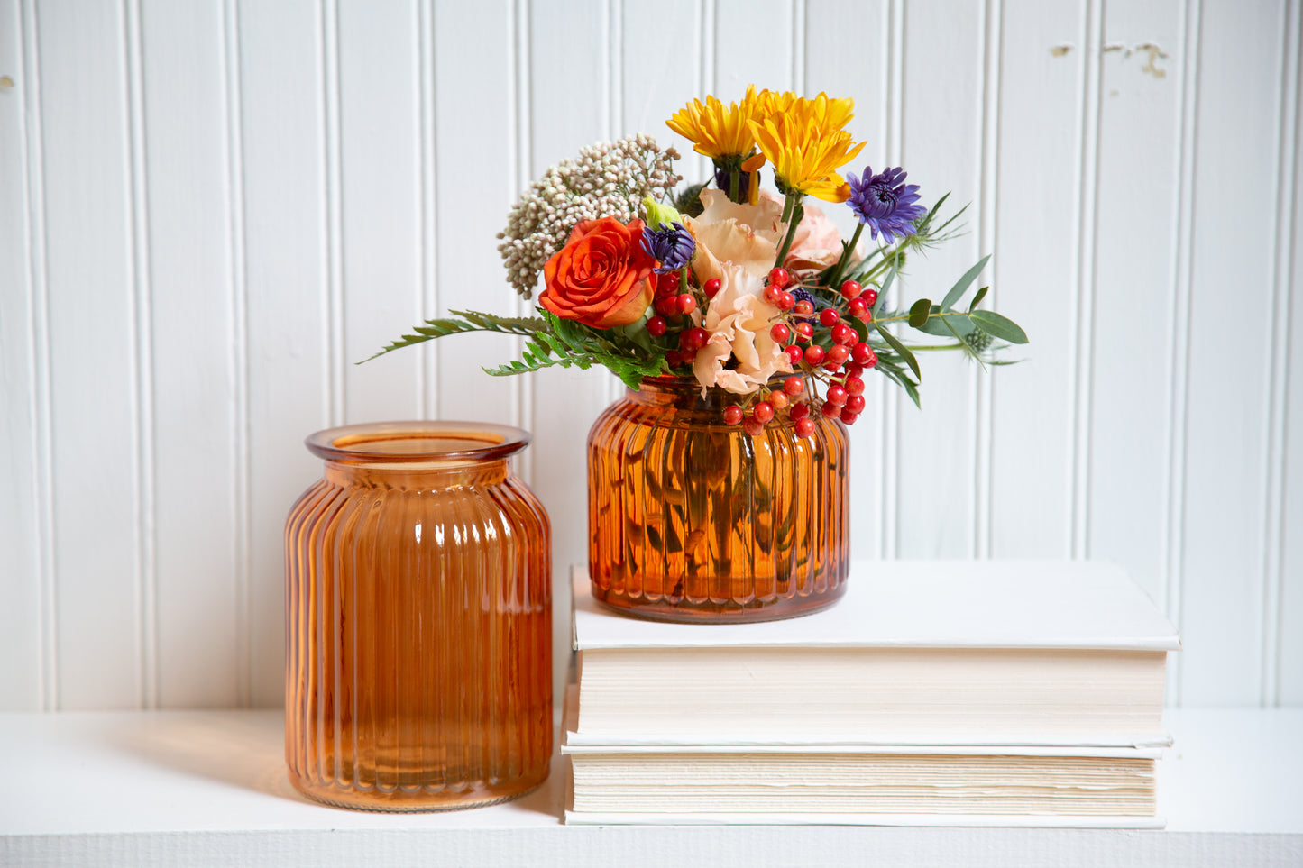 5.75" Ribbed Jar Vase - Marigold