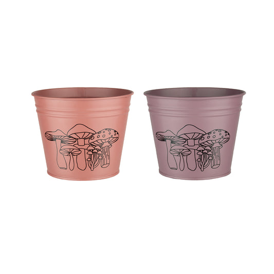 Tin Pail w/ hard liner  - Fall-Inspired Mushroom Design