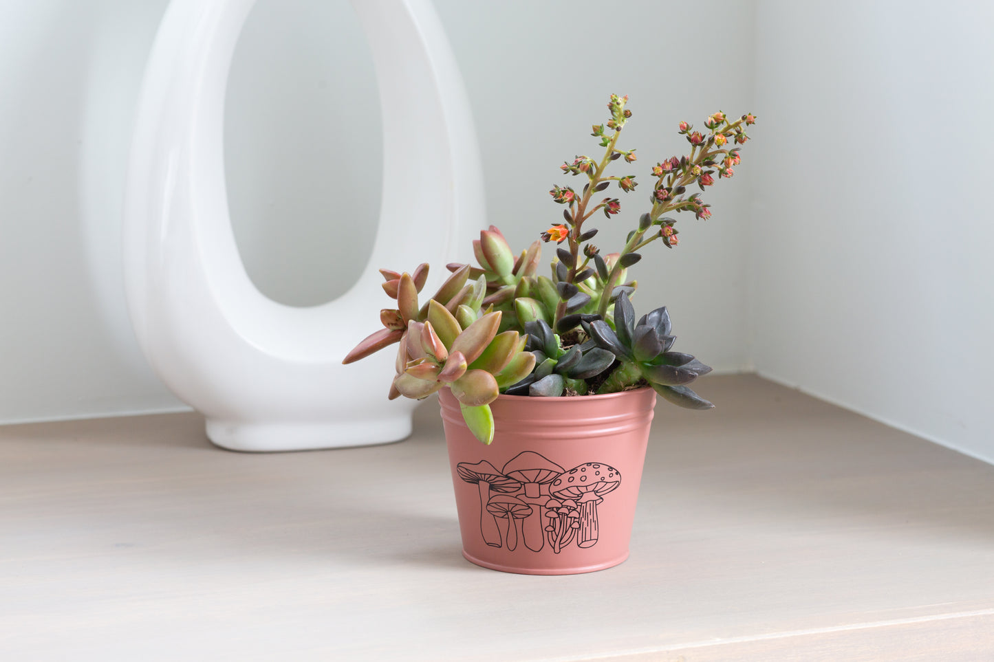 Tin Pail w/ hard liner  - Fall-Inspired Mushroom Design