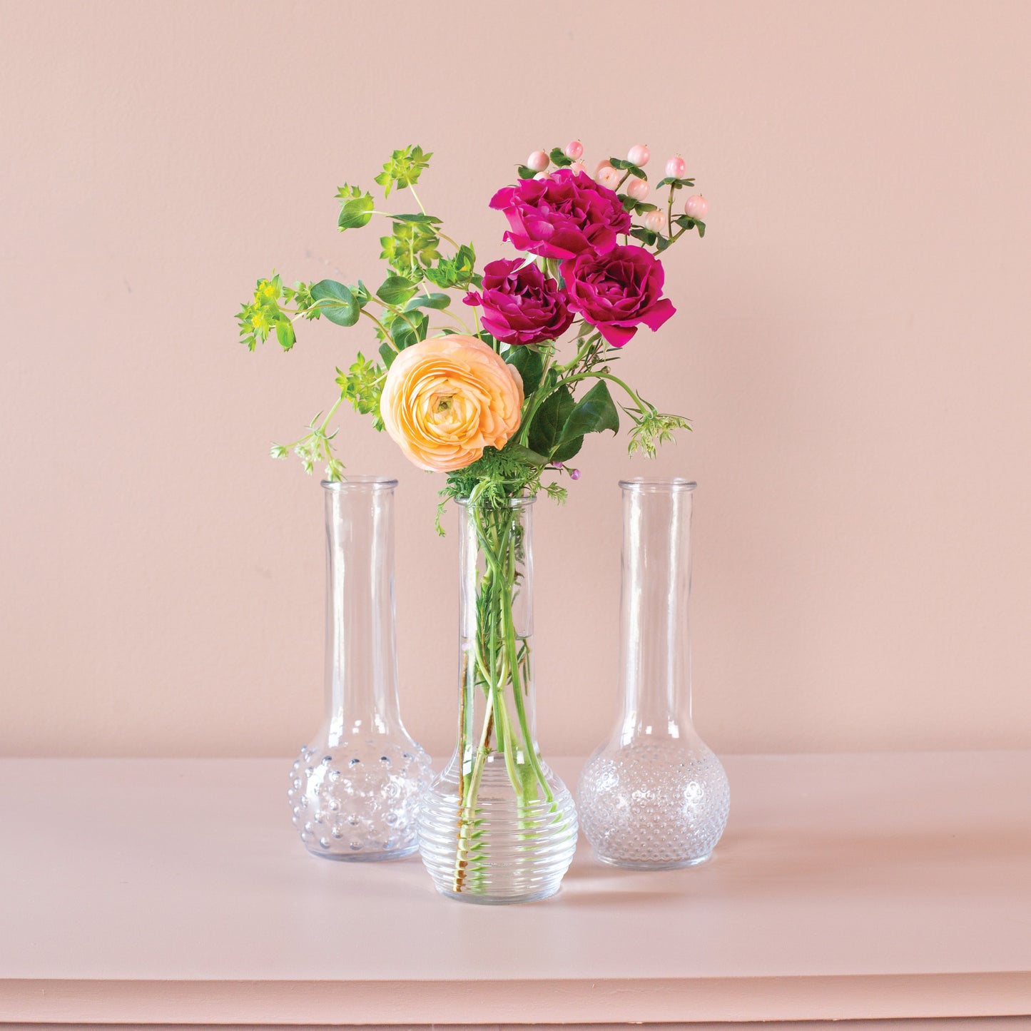 Dot and Dash Glass Bud Vases