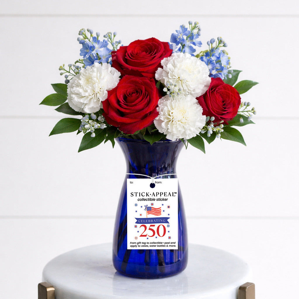 6 3/8" Vibe Vase - Patriotic Assortment w/ Stick Appeal