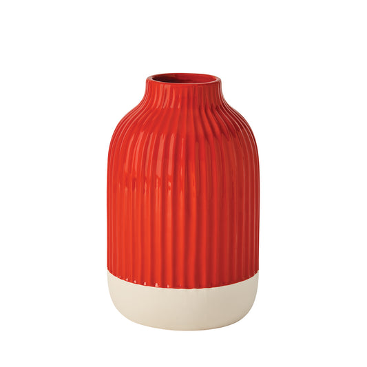 5" x 8" Ceramic Ribbed Bouquet Vase - Red Shine