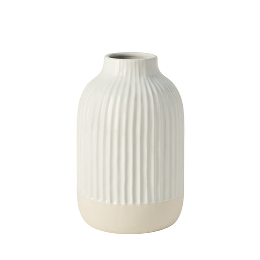 5" x 8" Ceramic Ribbed Bouquet Vase - White Shine