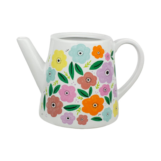 3.6" x 6" Ceramic Watering Can- Full Blooms