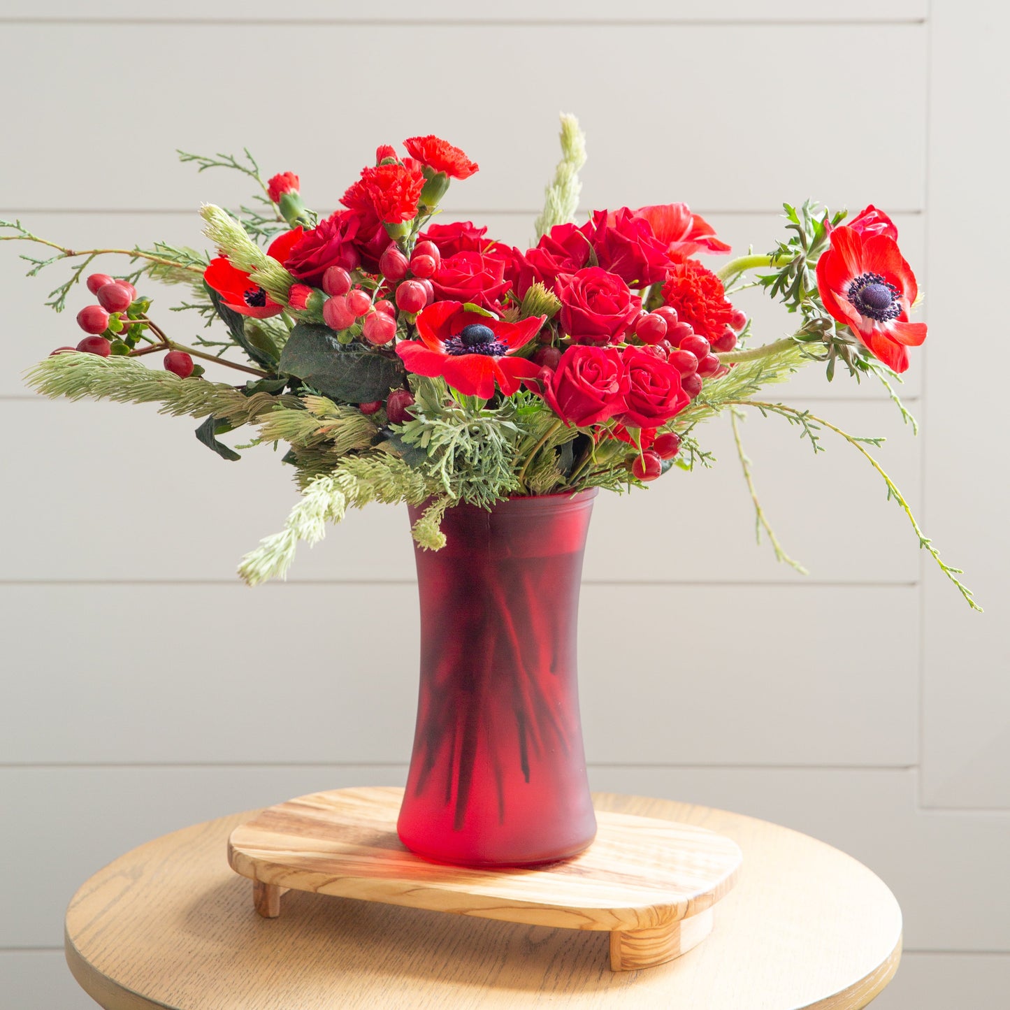 8" Gathering Vase -- Ruby Frost