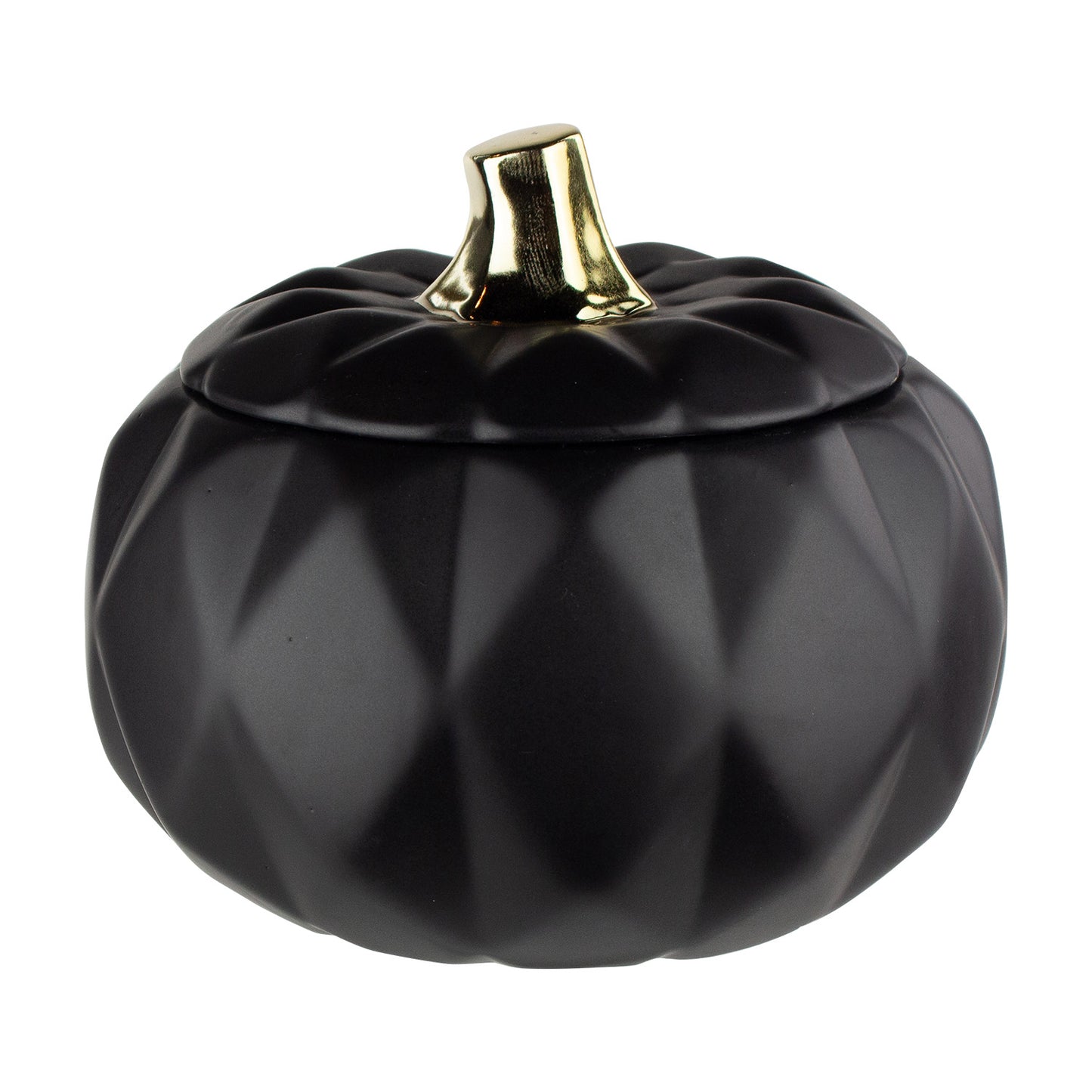 6 7/8" Pumpkin Container w/ Lid & Pick – Matte Black, Stardust, Butterscotch & White