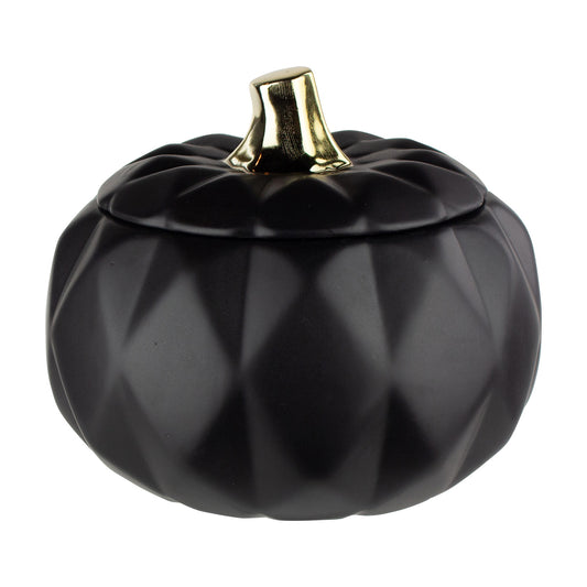 6 7/8" Pumpkin Container w/ Lid & Pick – Matte Black, Stardust, Butterscotch & White