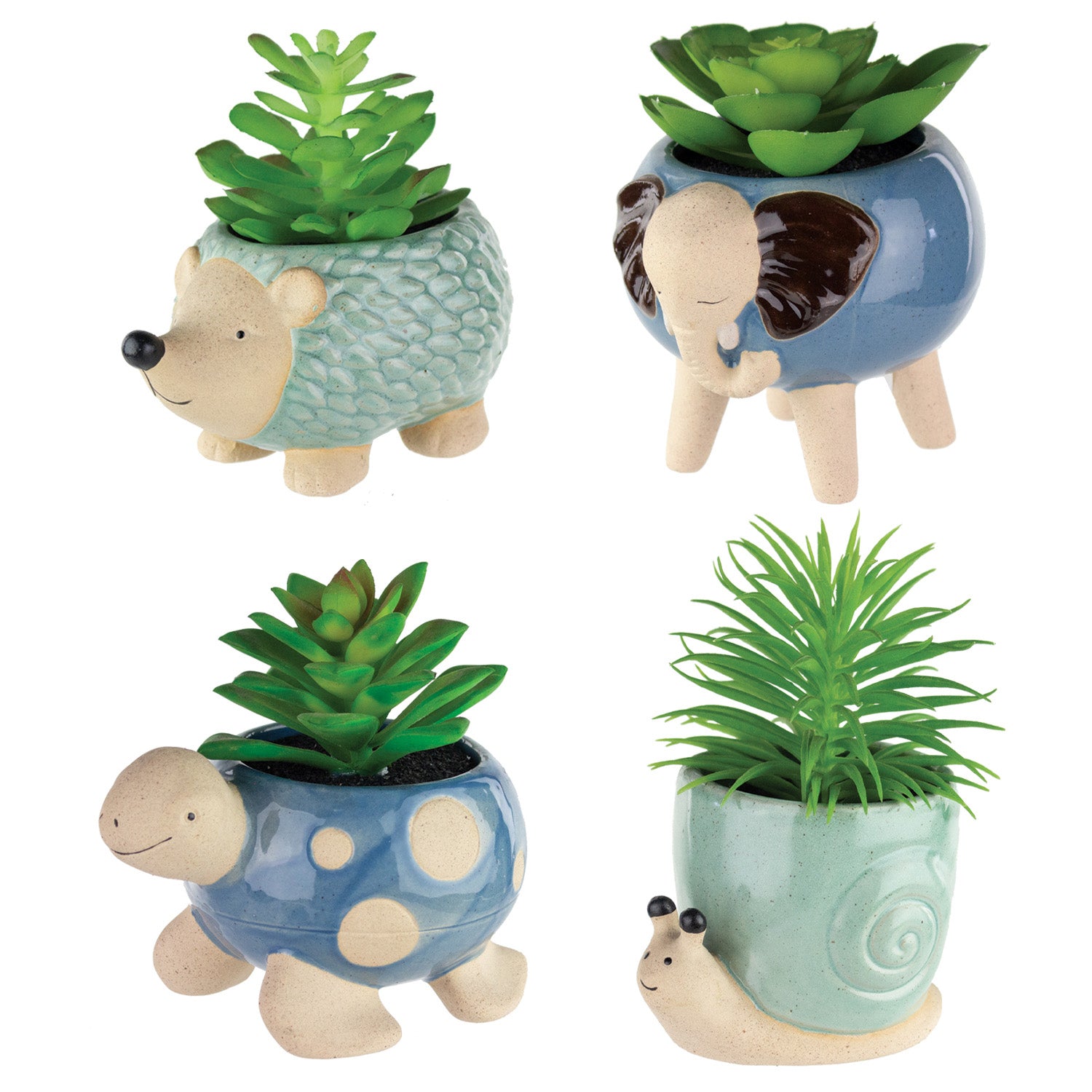 small ceramic vases of different animals