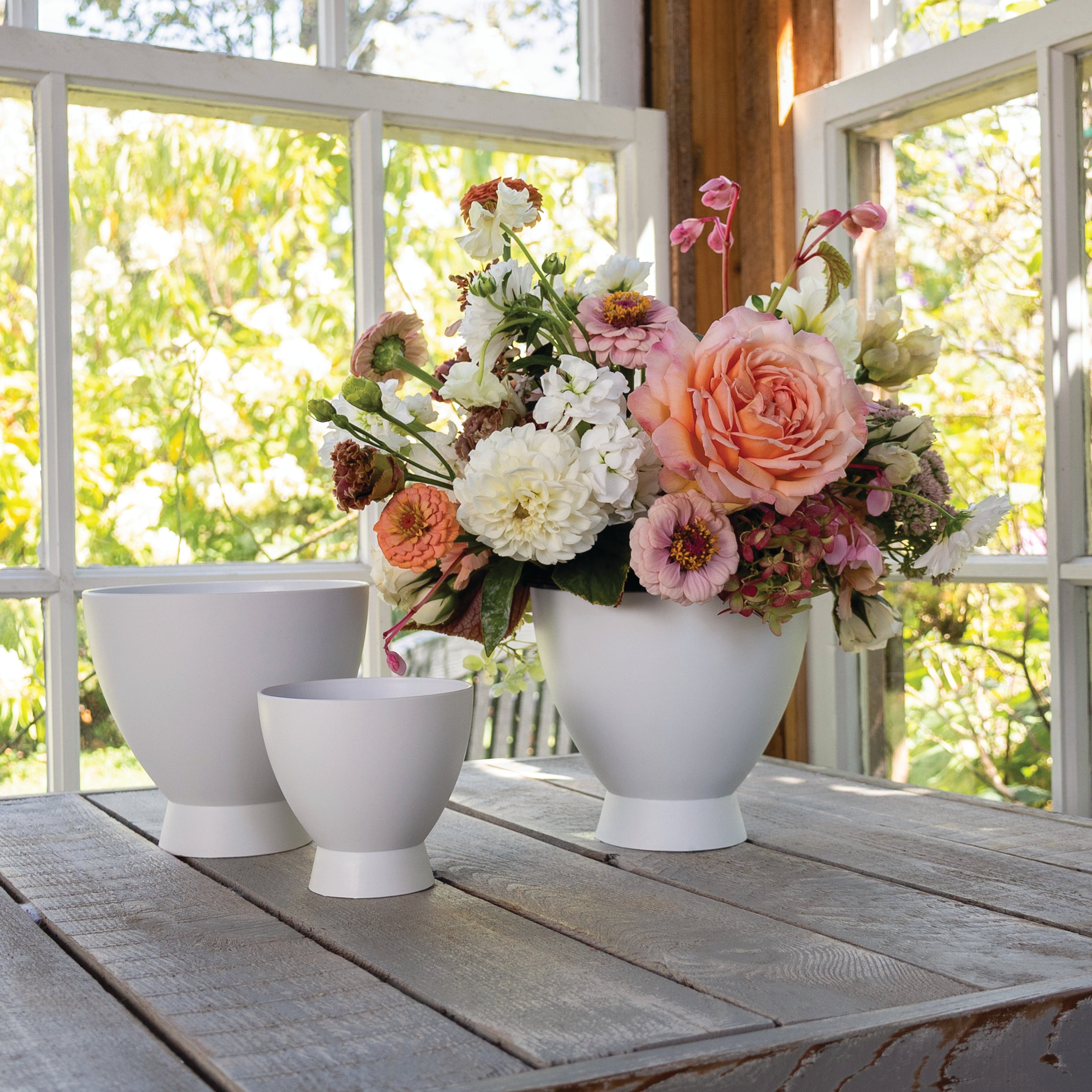 Holly Chapple Dahlia Stonecast Plastic Footed Urn