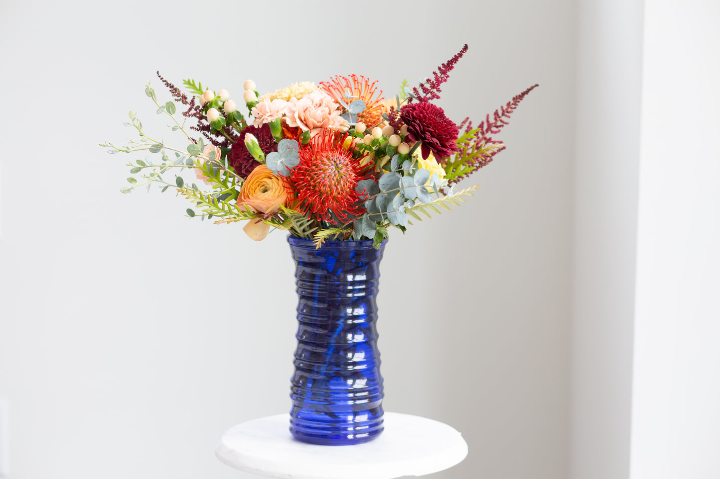 Textured Rose Vase 8.5" - Cobalt Blue - Fall and Winter Season Vase Assortment