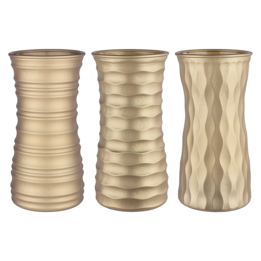 9 3/4" Rose Vase Assortment – Matte Metallic Gold
