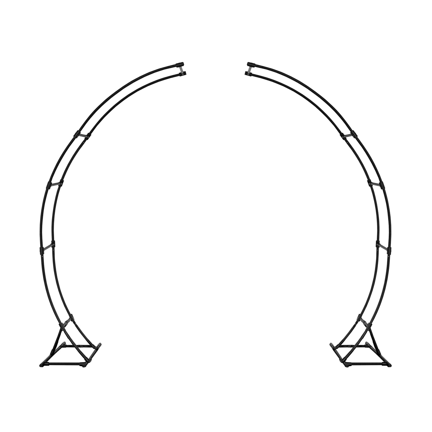 46 & Spruce metal framework for two half-round arches. Simple, sturdy, and versatile structure, ideal for personalizing with floral arrangements.