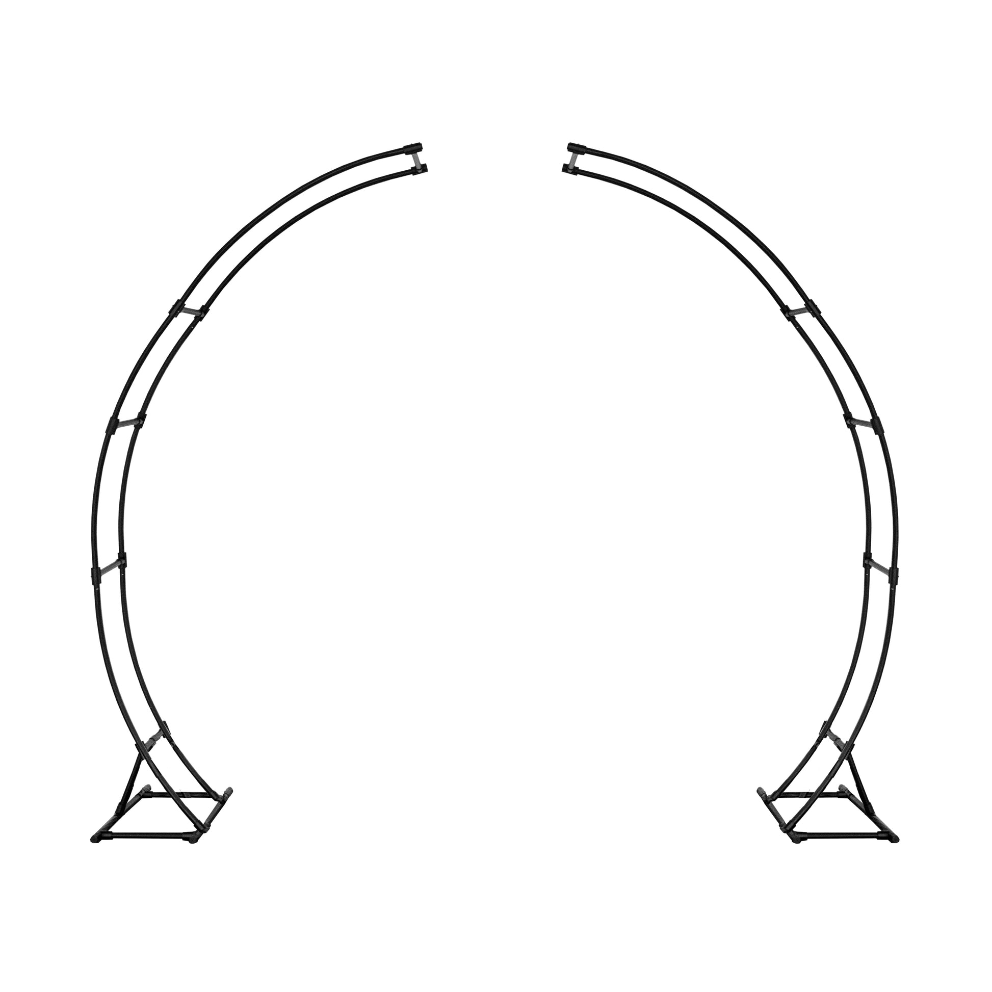 46 & Spruce metal framework for two half-round arches. Simple, sturdy, and versatile structure, ideal for personalizing with floral arrangements.