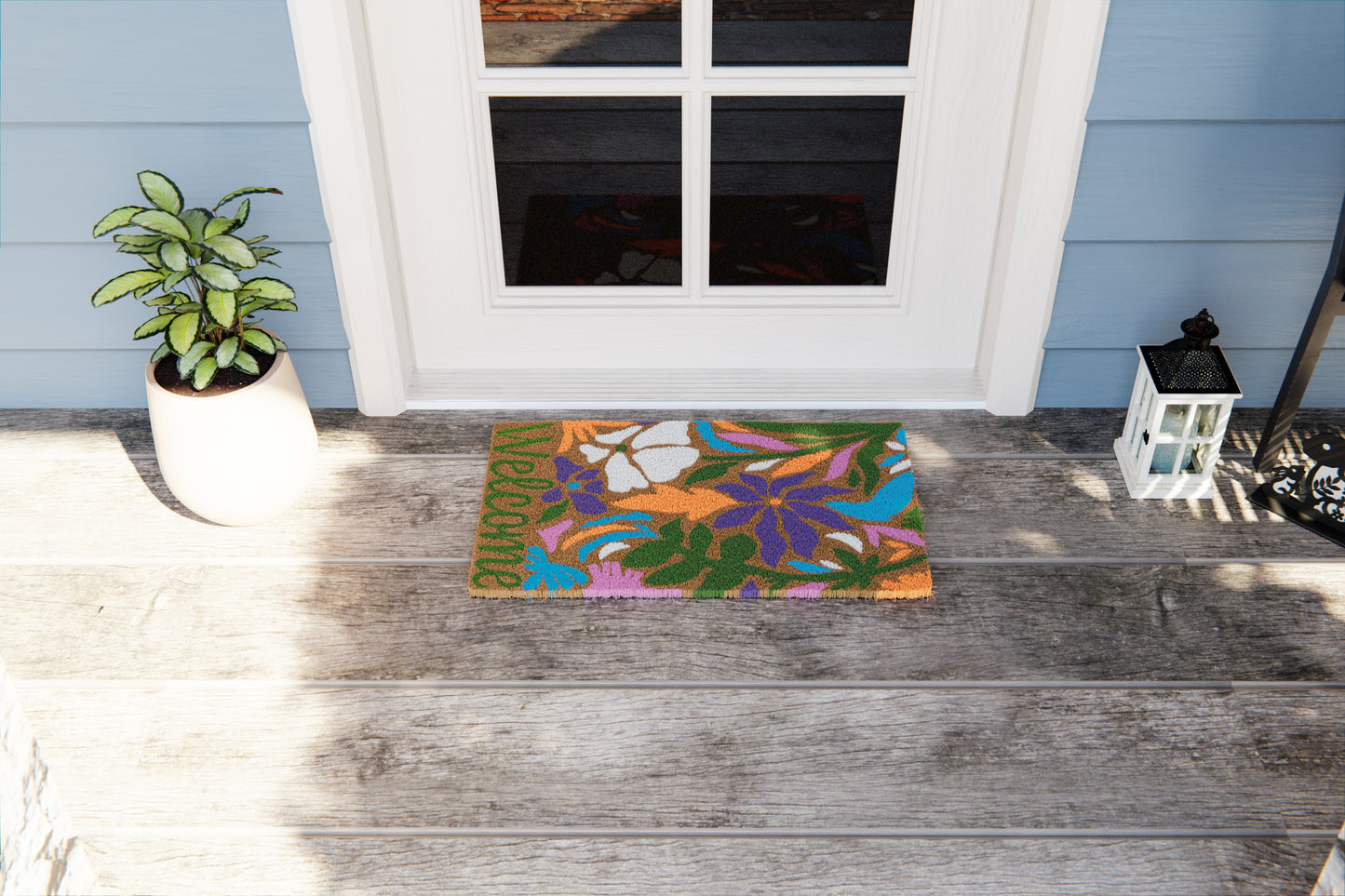 Abstract Floral Welcome Doormat