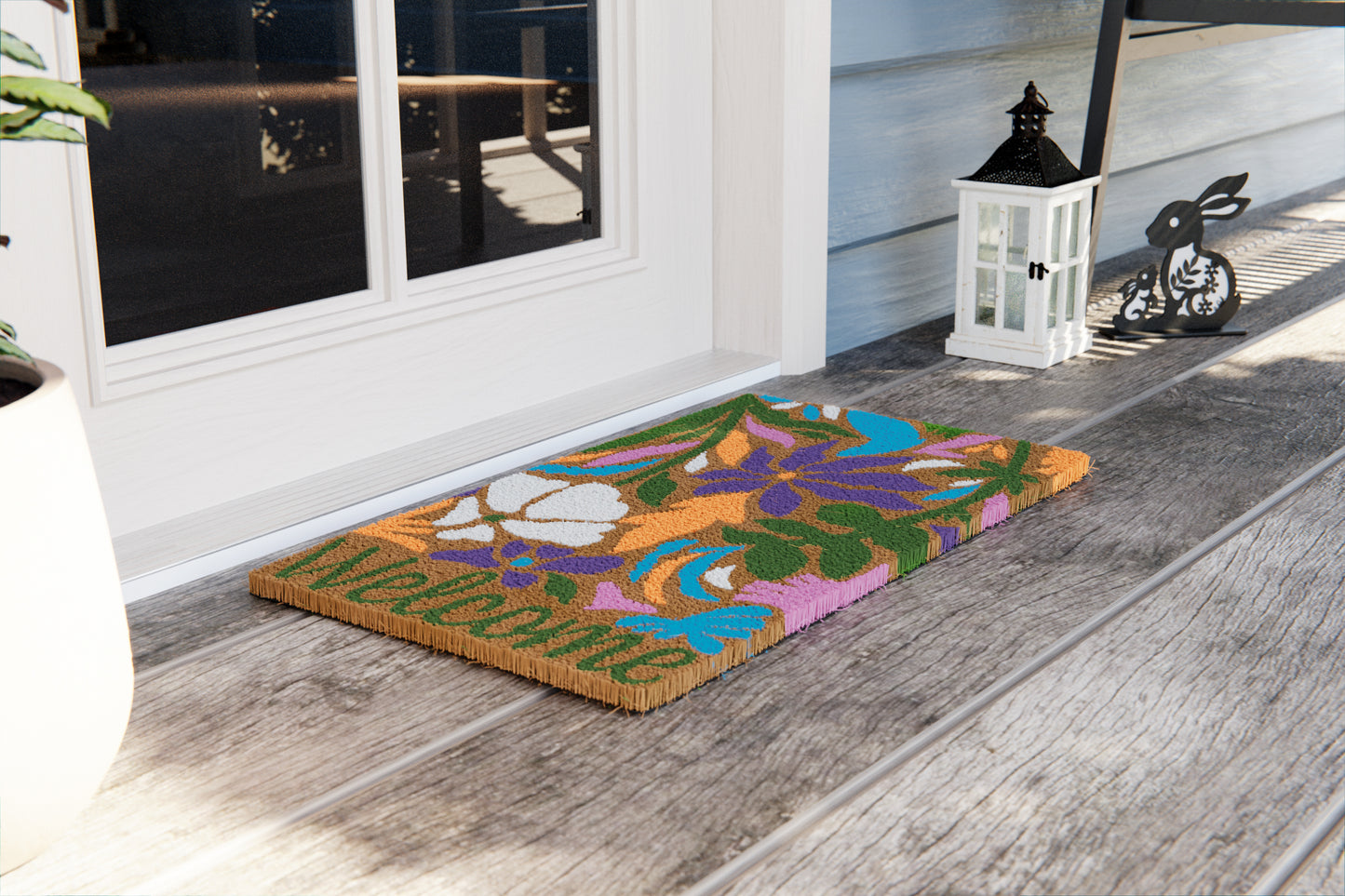 Abstract Floral Welcome Doormat