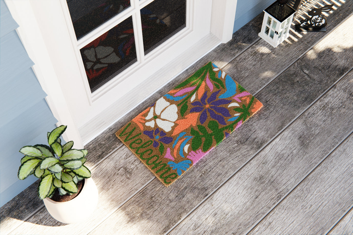 Abstract Floral Welcome Doormat
