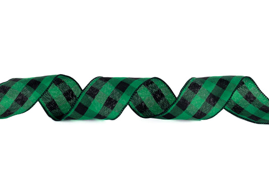 Buffalo Plaid Ribbon – #9 (50 Yards) Green/Black