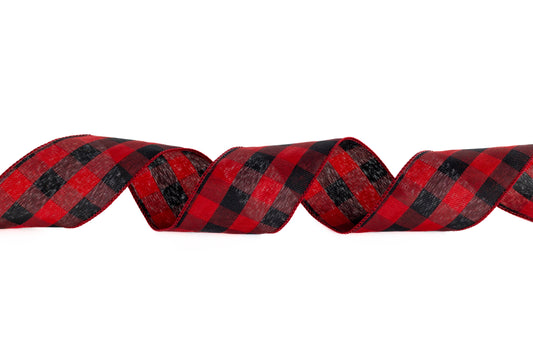 Buffalo Plaid Ribbon – #9 (50 Yards) Red/Black